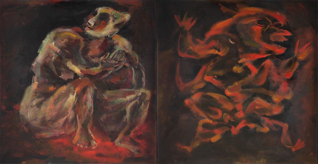 Man and Red Devil (Diptych)