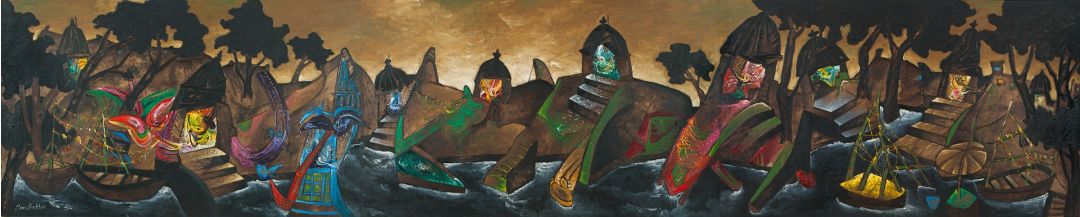BANARAS AT DAWN (Triptych)