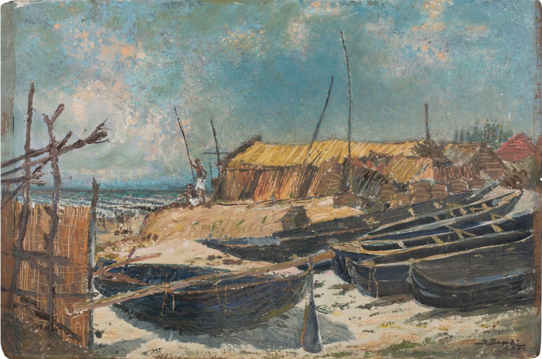 Untitled (Fishing Boats Near Seaside)