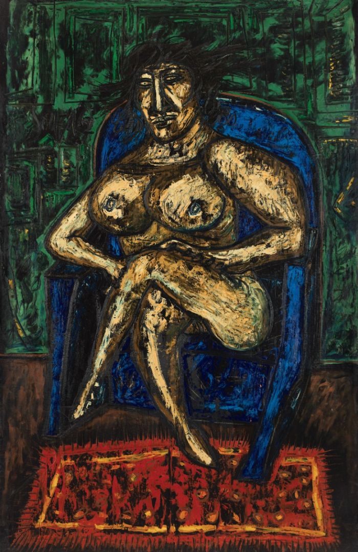Untitled (Seated Nude on Blue Armchair)