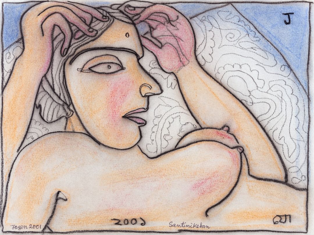 Woman Reclining on Pillow