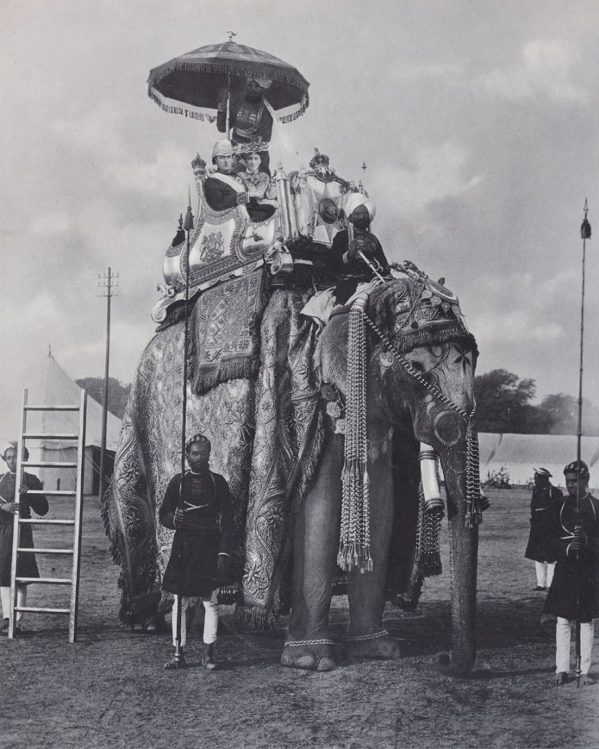 Their Excellencies Lord and Lady Curzon on the State Elephant “Lutchmann Pershad” (from the album ‘The Coronation Durbar Delhi 1903’)