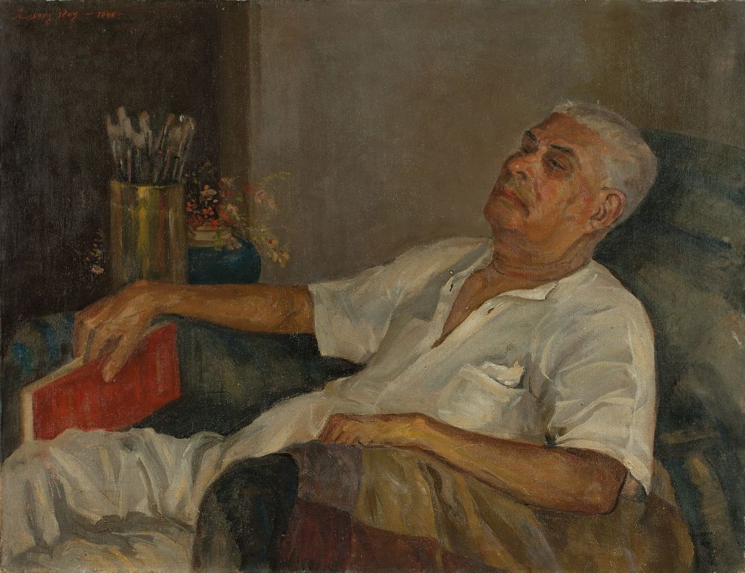 Mr. J. P. Gangooly Resting in his Studio