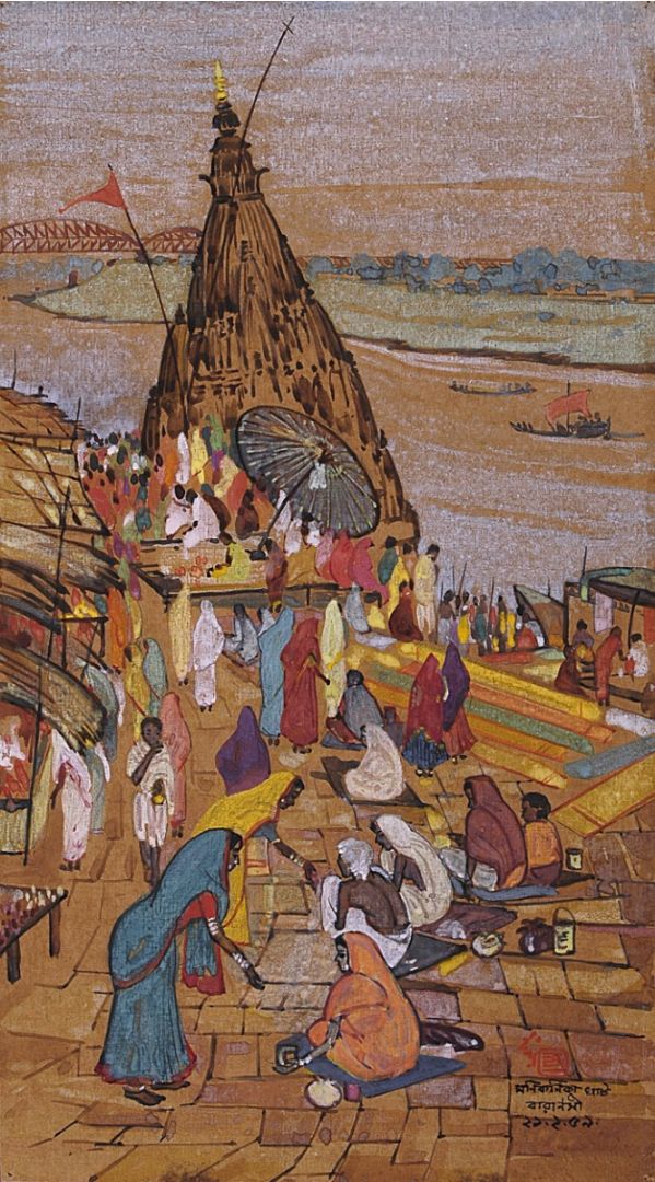 Pilgrims on Manikarnika Ghat, Varanasi