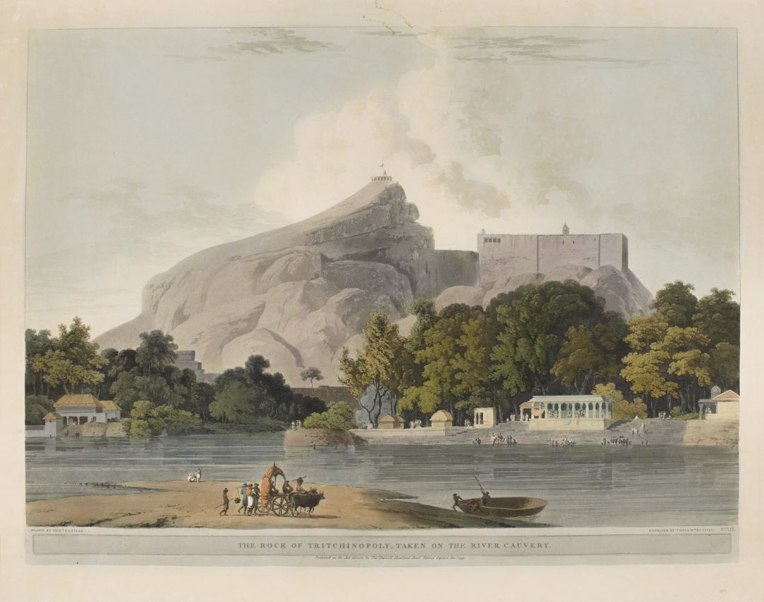 The Rock of Tritchinopoly, taken on the River Cauvery