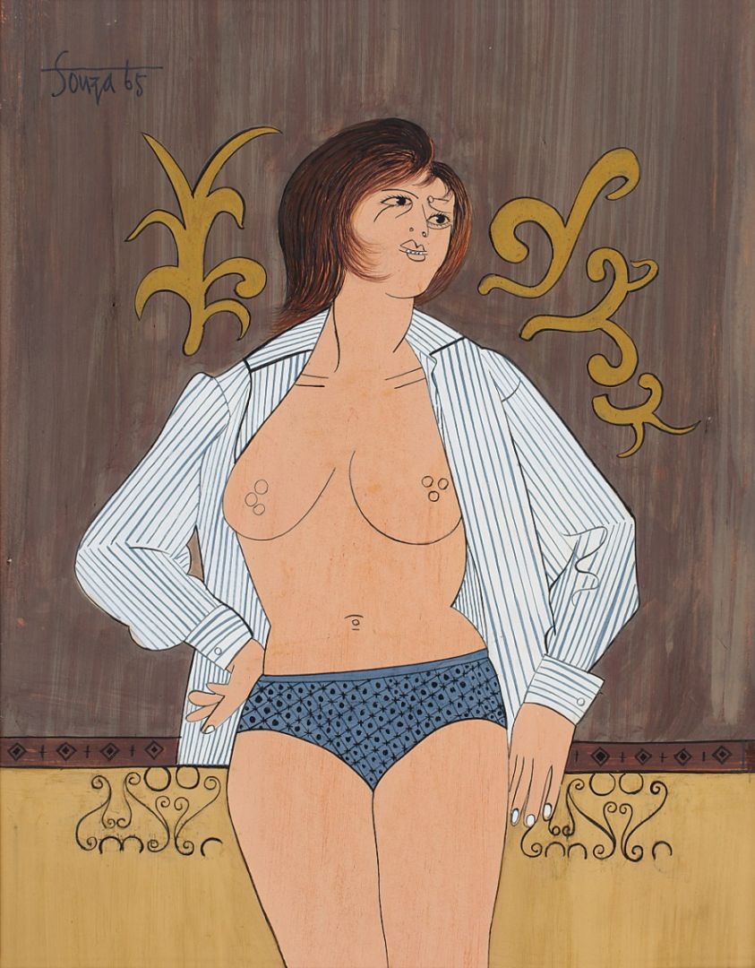 Untitled (Nude with striped shirt)