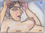 Woman Reclining on Pillow