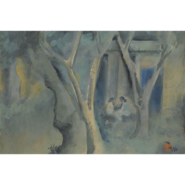 Untitled (Two Women Under the Trees) by Nandalal Bose