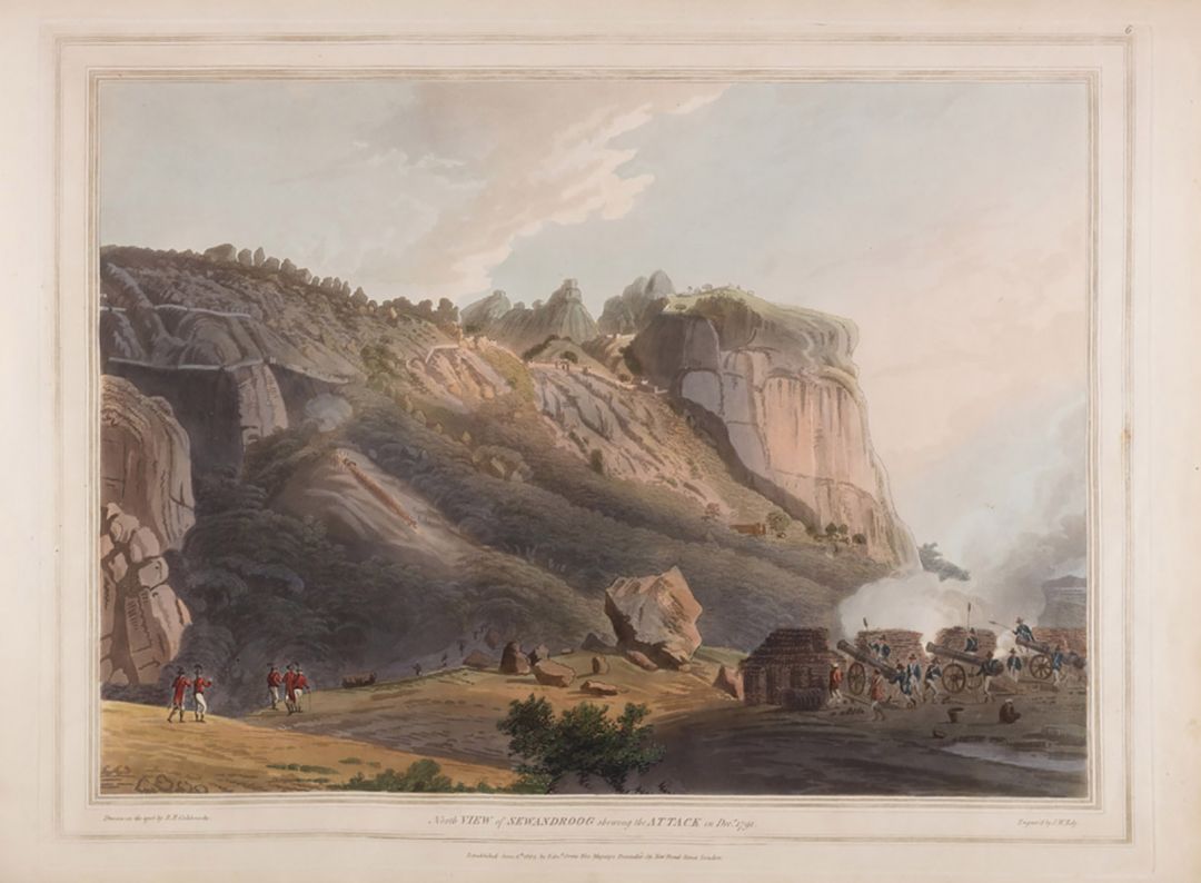 North View of Sewandroog Shewing the Attack in Decr. 1791