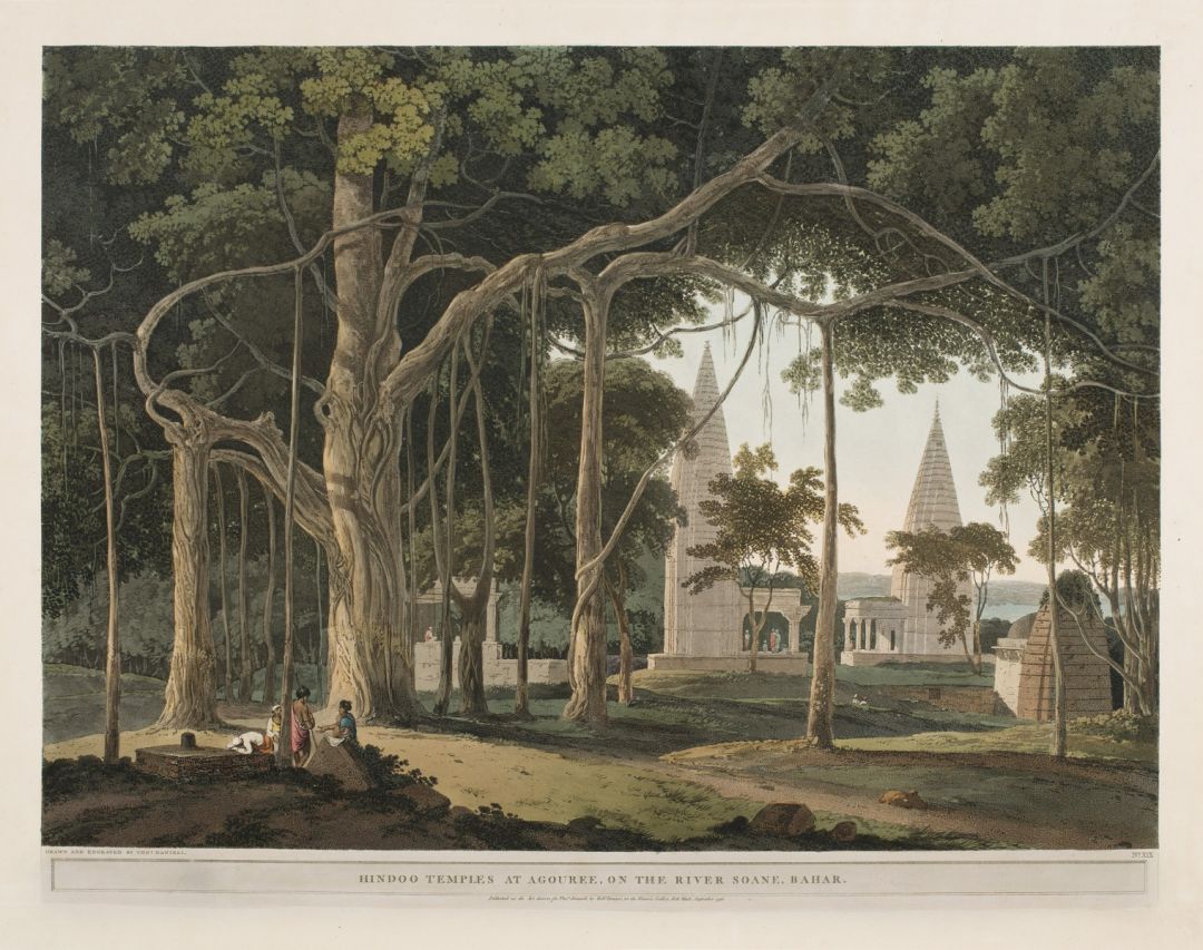Hindoo Temples at Agouree, on the River Soane, Bahar