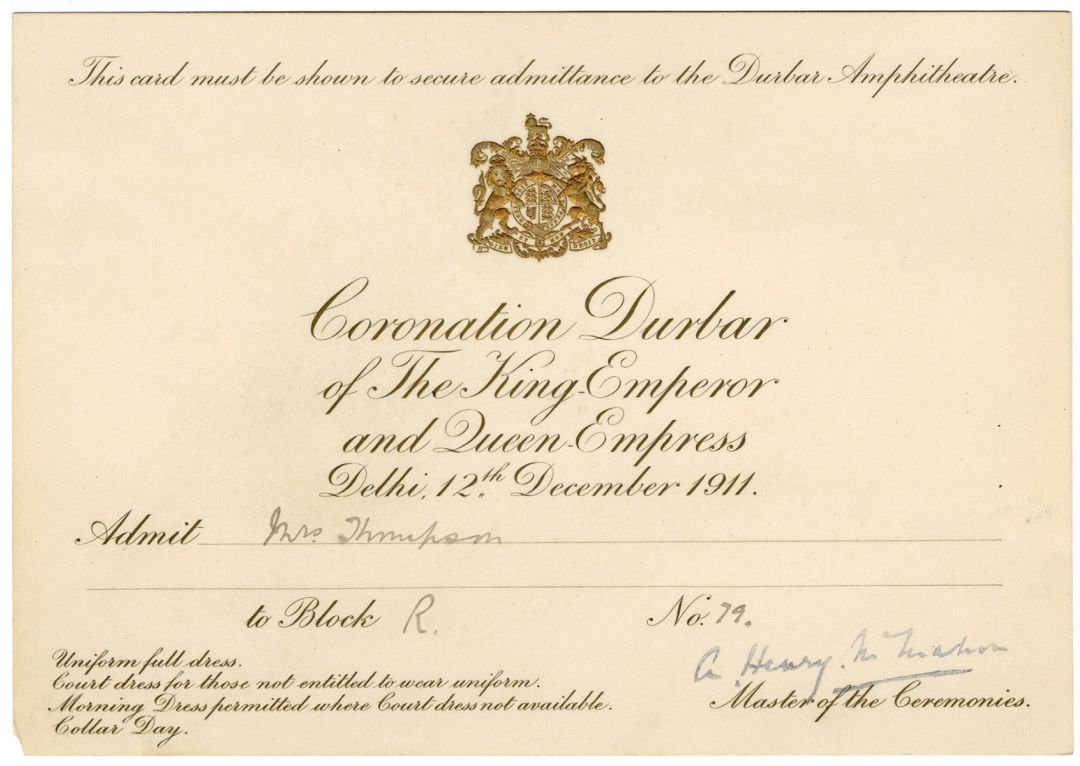 The Coronation Durbar invite, 1911